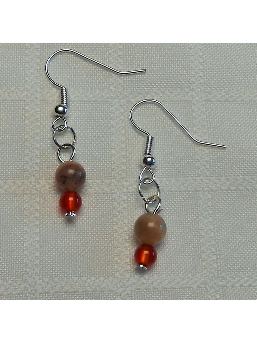 No 222 Two pairs of handmade earrings with minimalist polished stones
